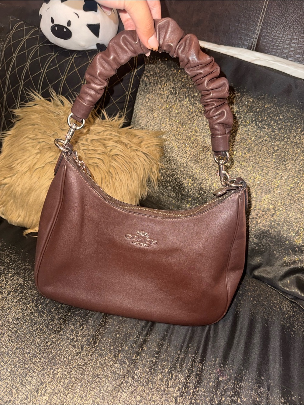 Coach Brown Ruched-Handle Shoulder Bag